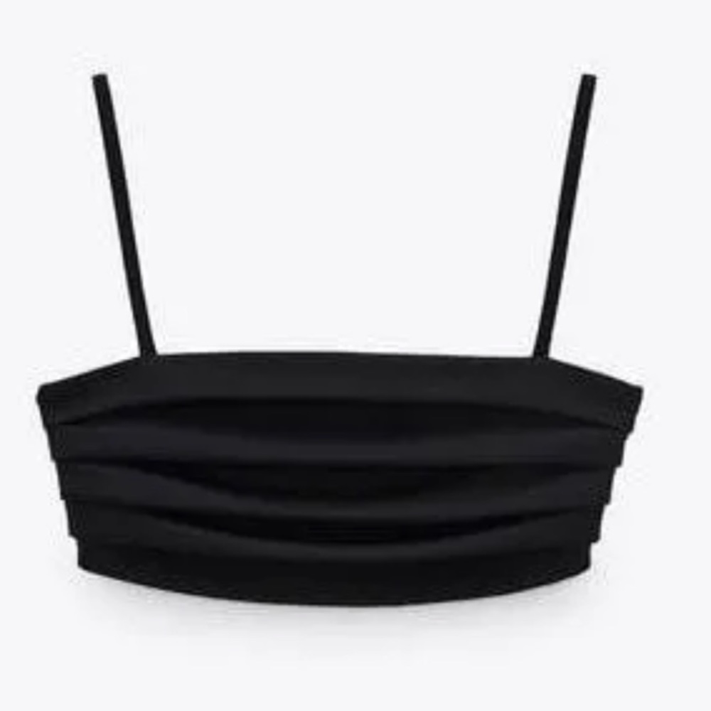 NWT Zara Black Pleated Crop-Top